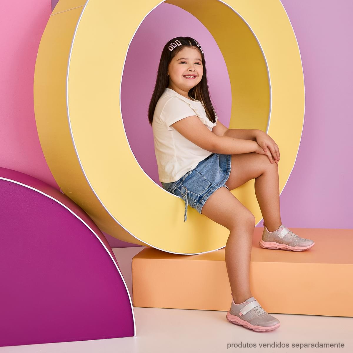 Tênis Infantil Feminino Pampili Zippy Telado Prata Rosa