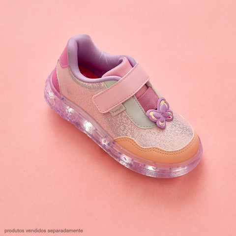 Tênis de Led Infantil Pampili Sneaker Luz com Brilho Holográfico Colorido