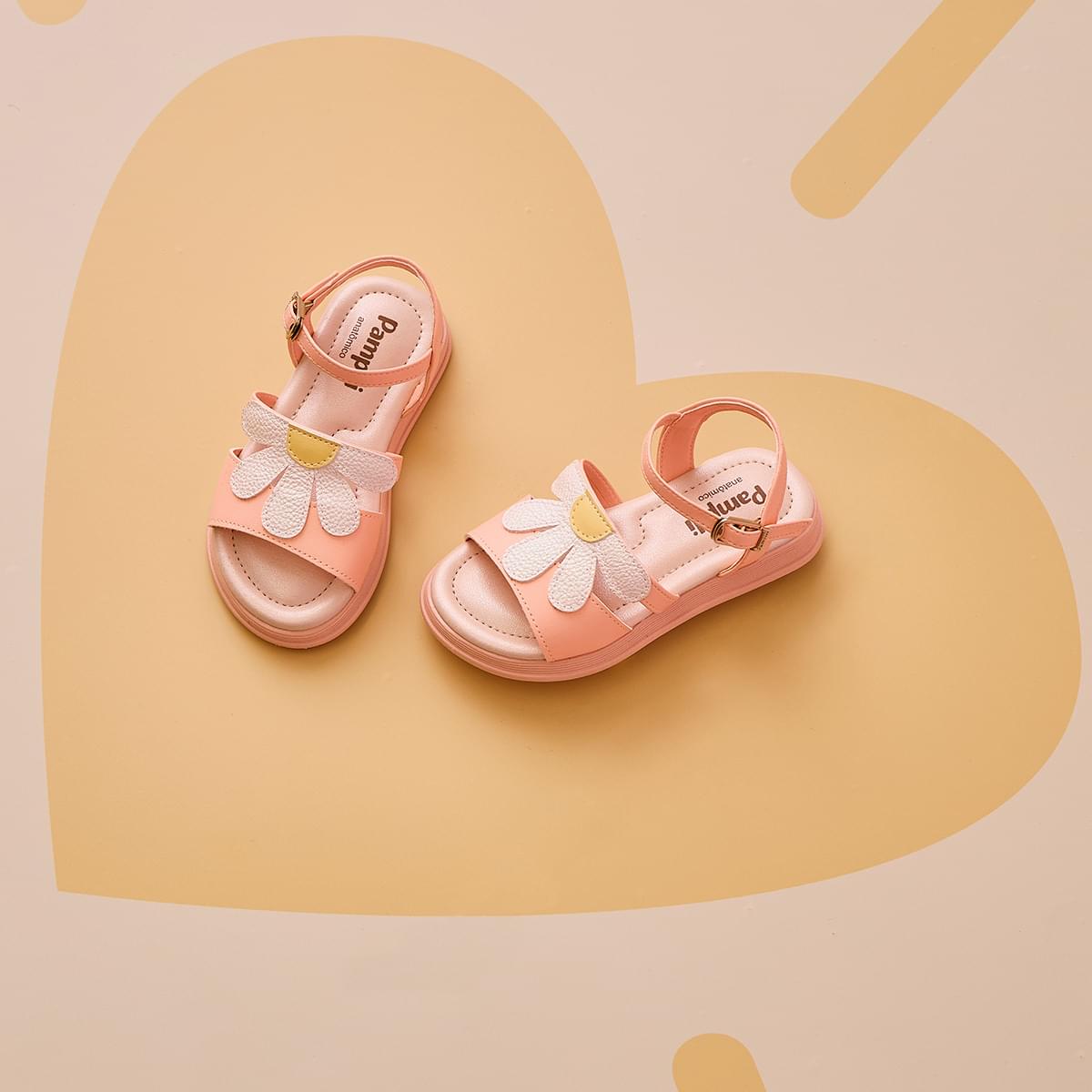 Sandália Infantil Pampili Sand Flower Margarida Pêssego