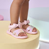Sandália Infantil Pampili Lili Paetê Mágico e Laço Removível Rosa Suspiro