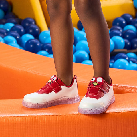 Tênis Infantil Pampili Chocomonstros Cacau Show Branco e Vermelho