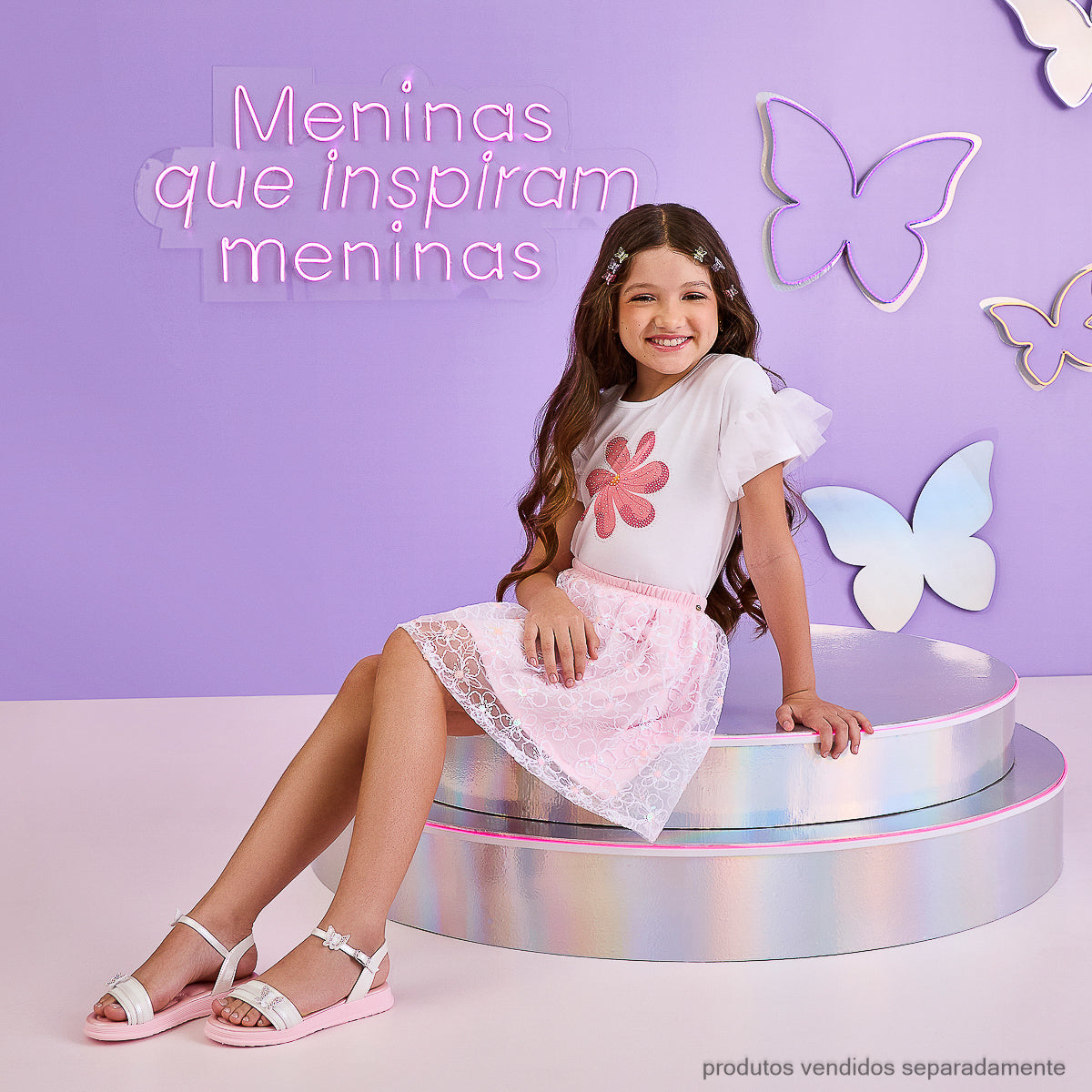 Sandália Infantil Pampili Flower Borboleta Branca