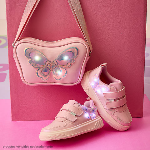 Bolsa de Led Infantil Pampili Borboleta Rosa