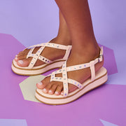 Sandália Infantil Feminina Alana Flatform Tiras Cruzadas Pêssego
