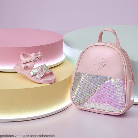 Mochila Infantil Pampili Paetê Mágico Rosa Suspiro