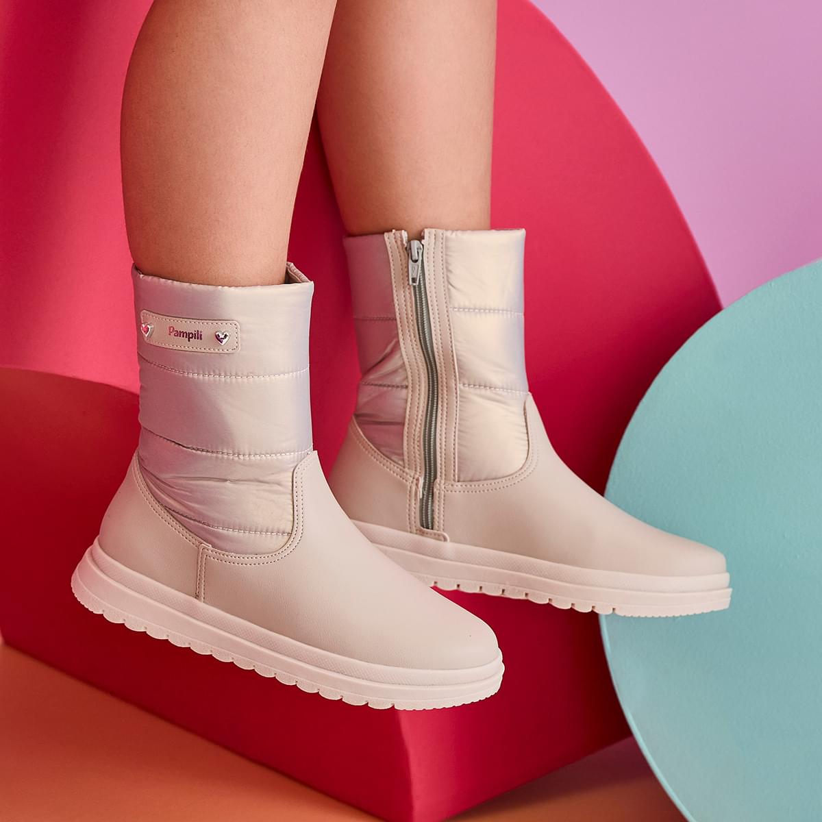 Bota Infantil Feminina Pampili Flora Comfy Nude