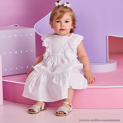 Sandália Infantil Pampili Mili com Strass Colorido Branca