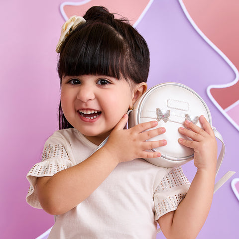 Bolsa de Led Infantil Pampili Borboletas Branca Perolada