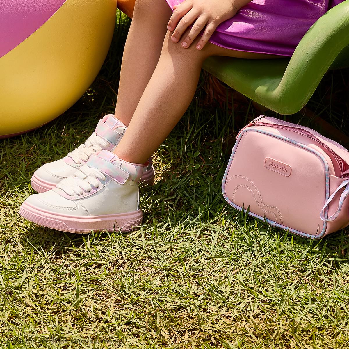 Tênis Infantil Pampili XP24 Cano Médio Tie Dye Branco Rosa