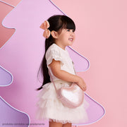 Bolsa Infantil Pampili Coração Metalizado Rosa