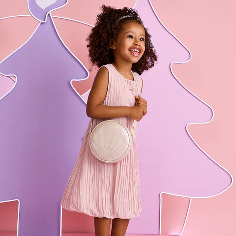 Vestido Infantil Pampili Balonê Plissado Rosê