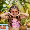 Óculos de Sol Infantil Feminino Metal Coração Rosa Claro