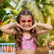 Óculos de Sol Infantil Feminino Metal Coração Rosa Claro