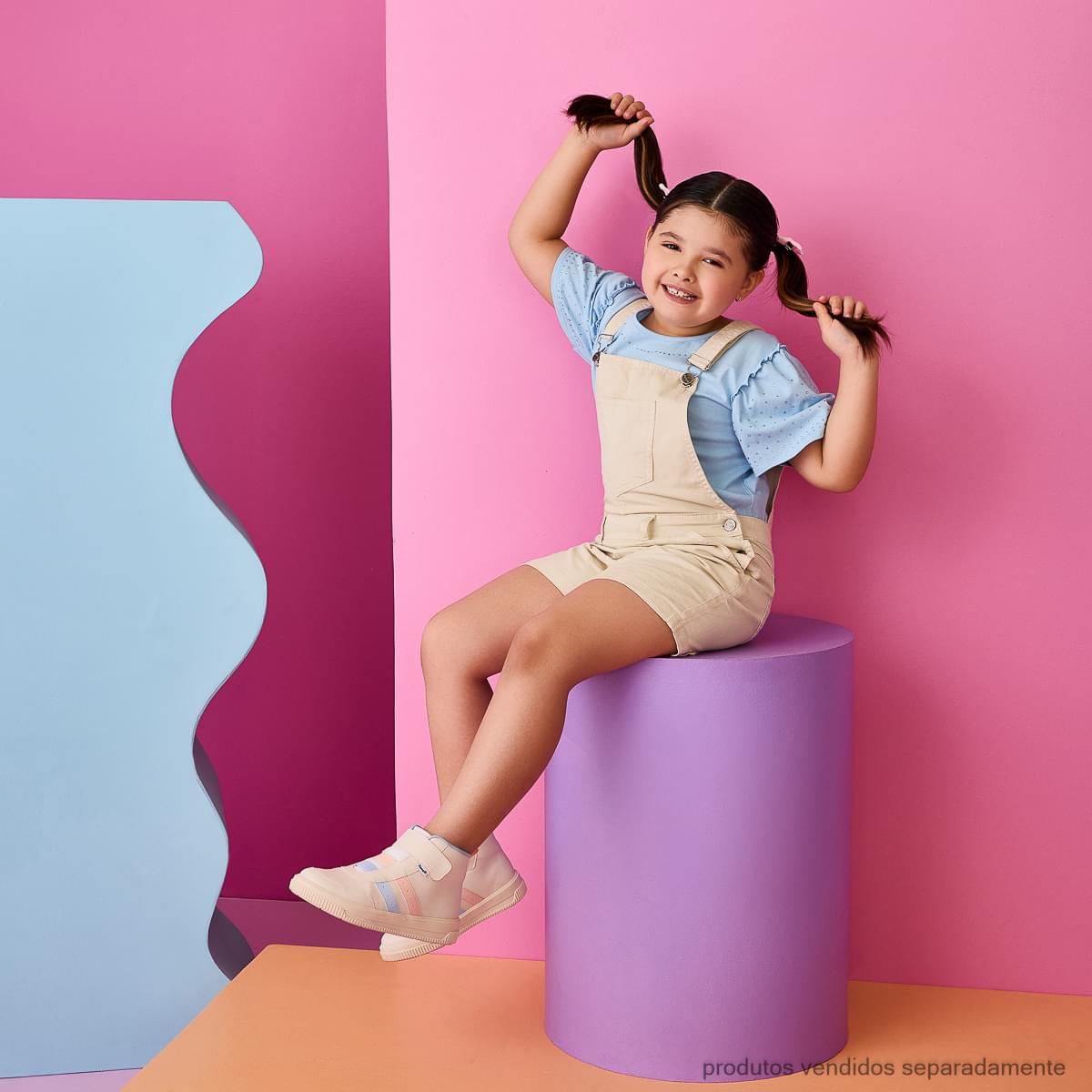 Tênis Infantil Pampili Up Cano Médio Nude Colorido