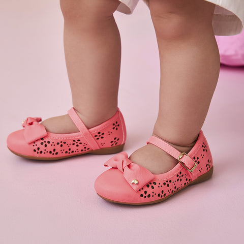 Sapatilha Infantil Pampili Bailarina Floral com Laço Coral