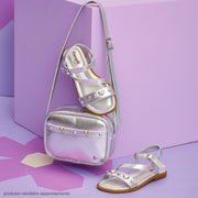 Bolsa Infantil Pampili Coração Metalizado Prata