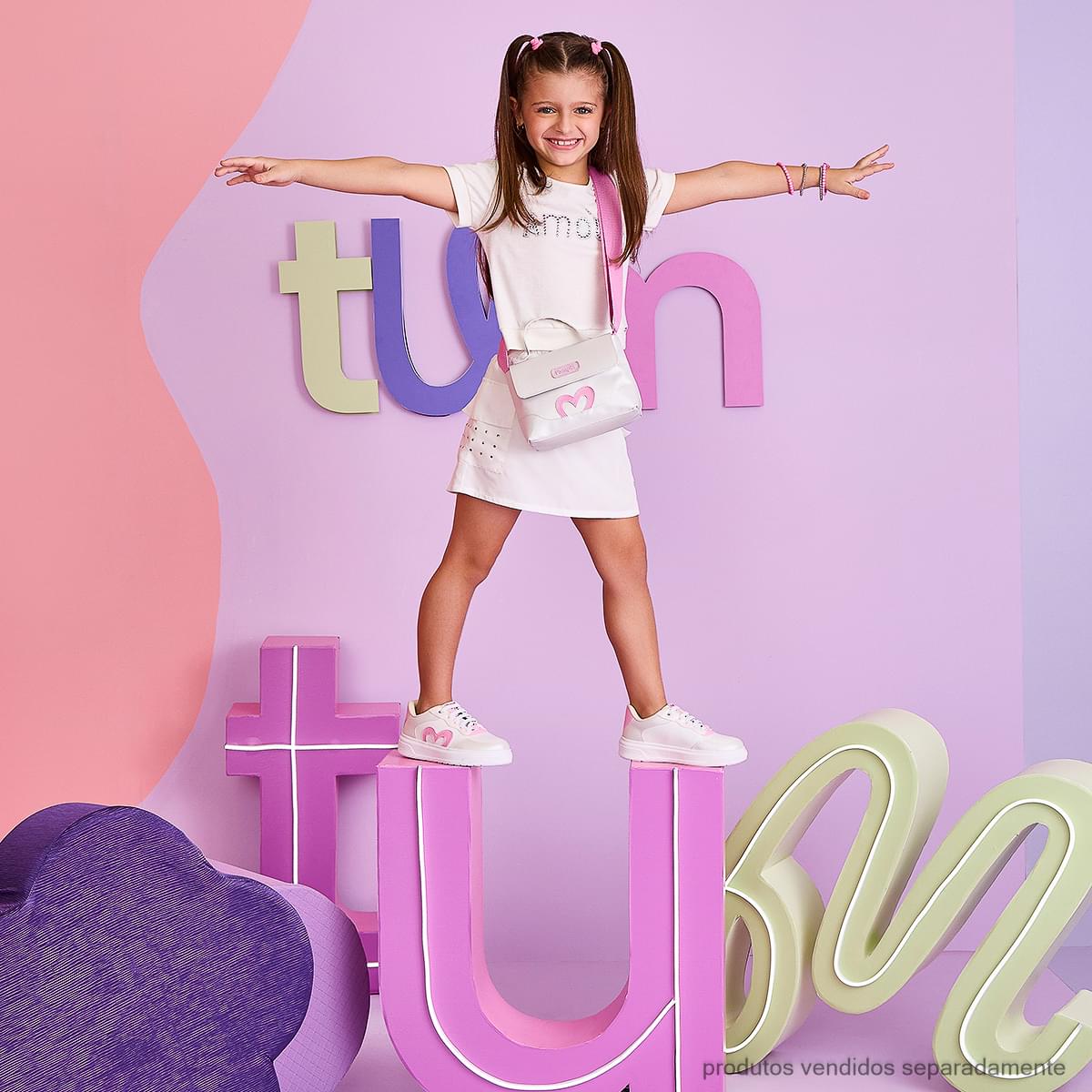 Saia Infantil Pampili Cargo com Hotfix Colorido Off White