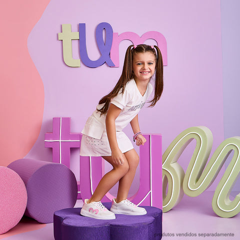 Saia Infantil Pampili Cargo com Hotfix Colorido Off White