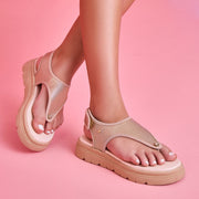 Sandália Papete Infantil Pampili Day Flat Plataforma Dourada