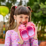 Babuche Infantil Feminina Pink Glee Borboletas Rosa Flúor