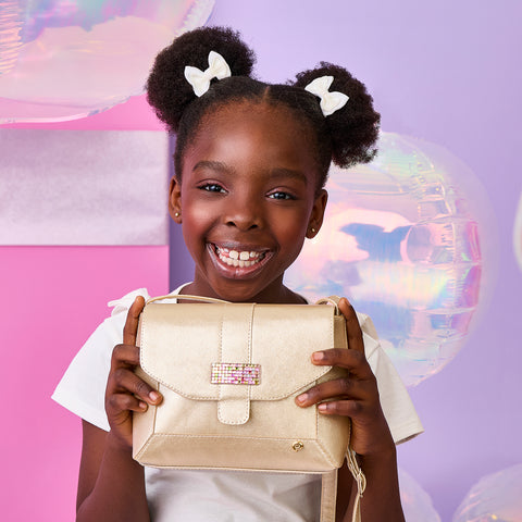 Bolsa Infantil Pampili Cristais Coloridos Dourada