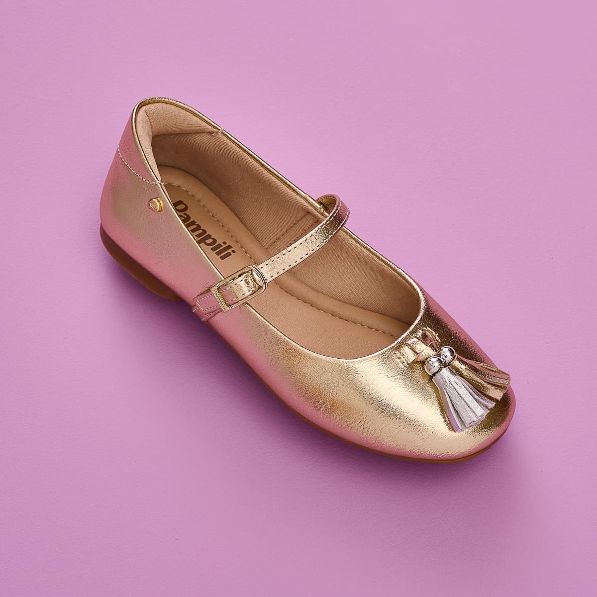 Sapatilha Infantil Pampili Ballet Tassel Dourada