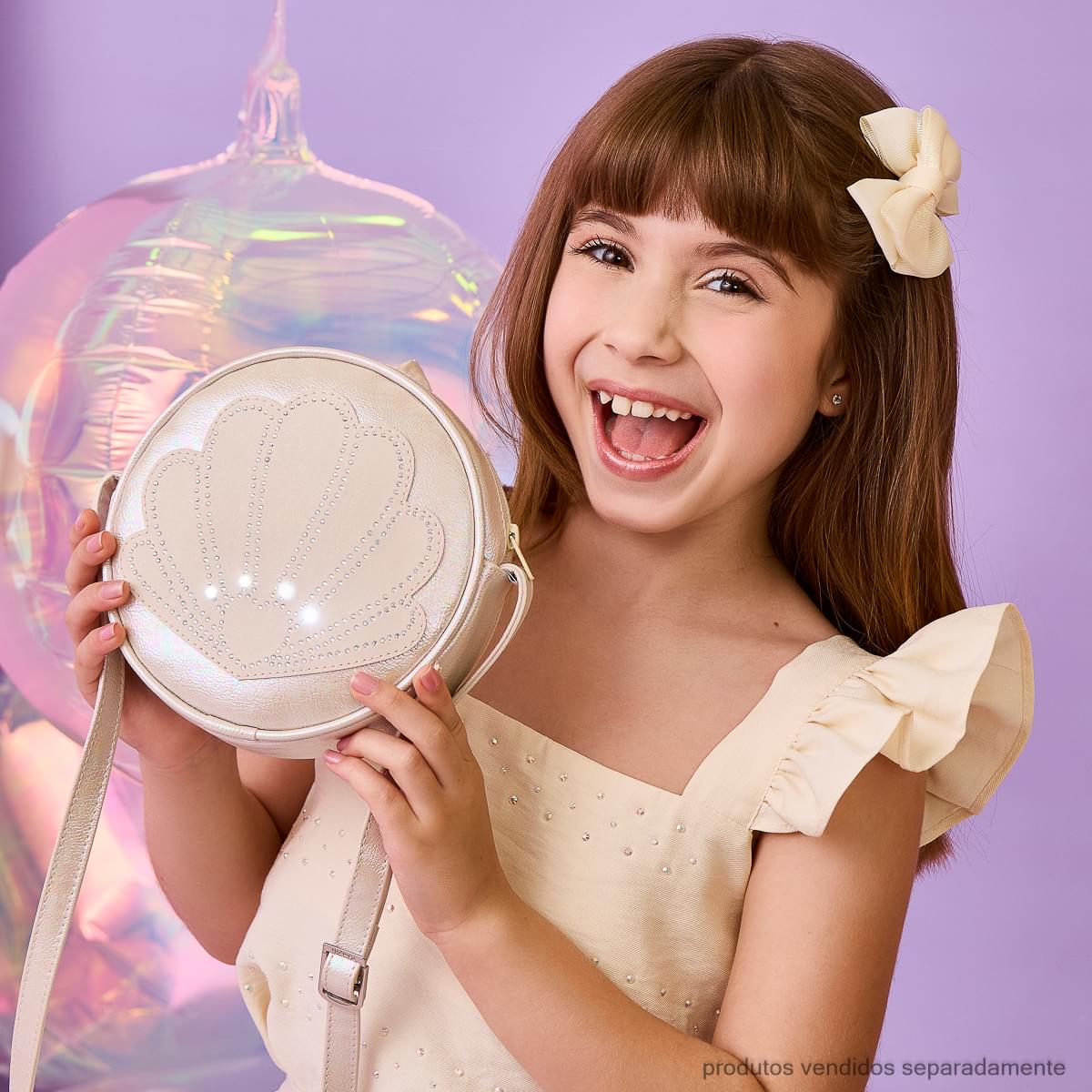 Bolsa de Led Infantil Pampili Concha Nude Perolada