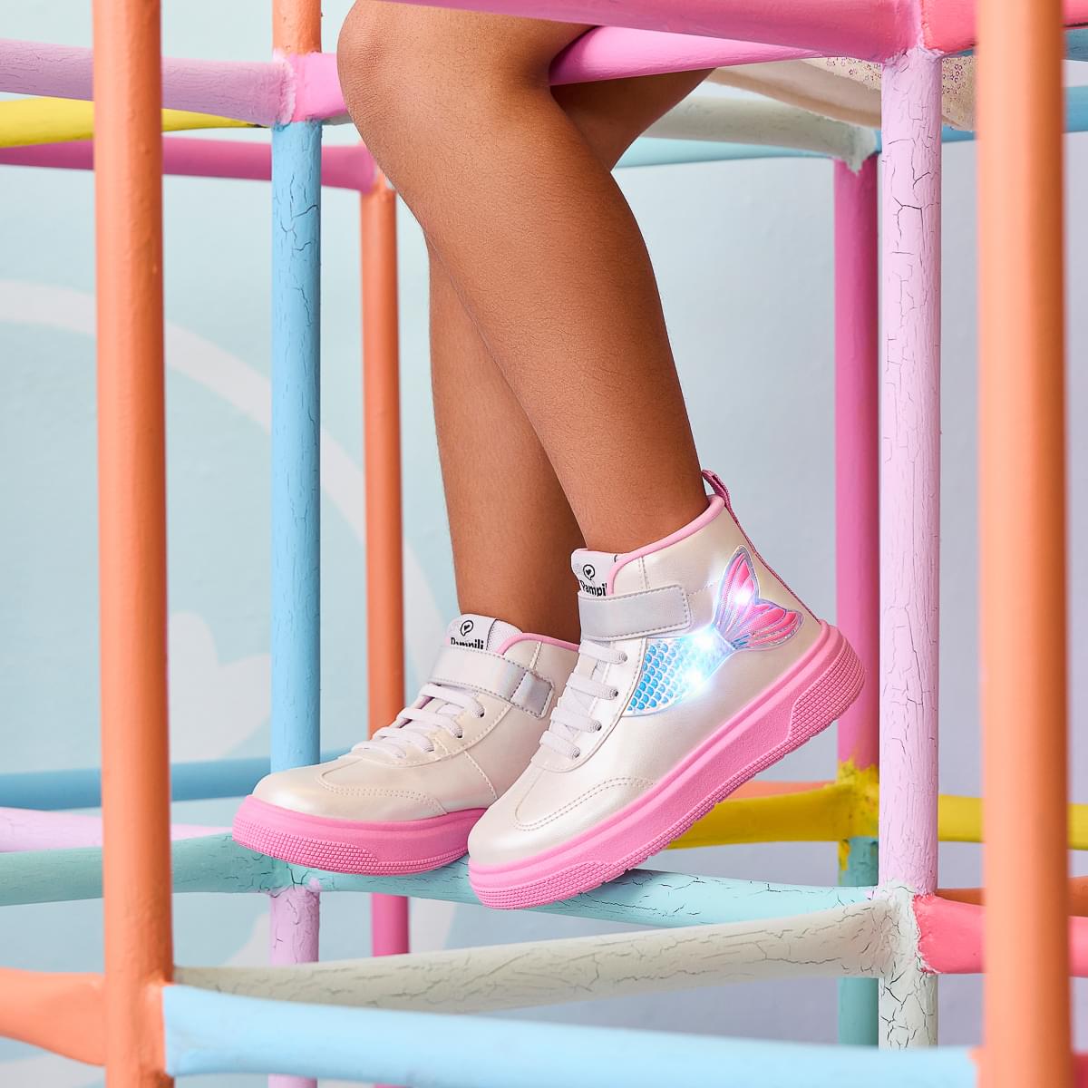 Tênis de Led Infantil Pampili XP24 Sereia Branco