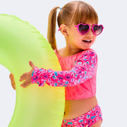 Conjunto Biquini Infantil Pampili Manga Longa Pets Rosa