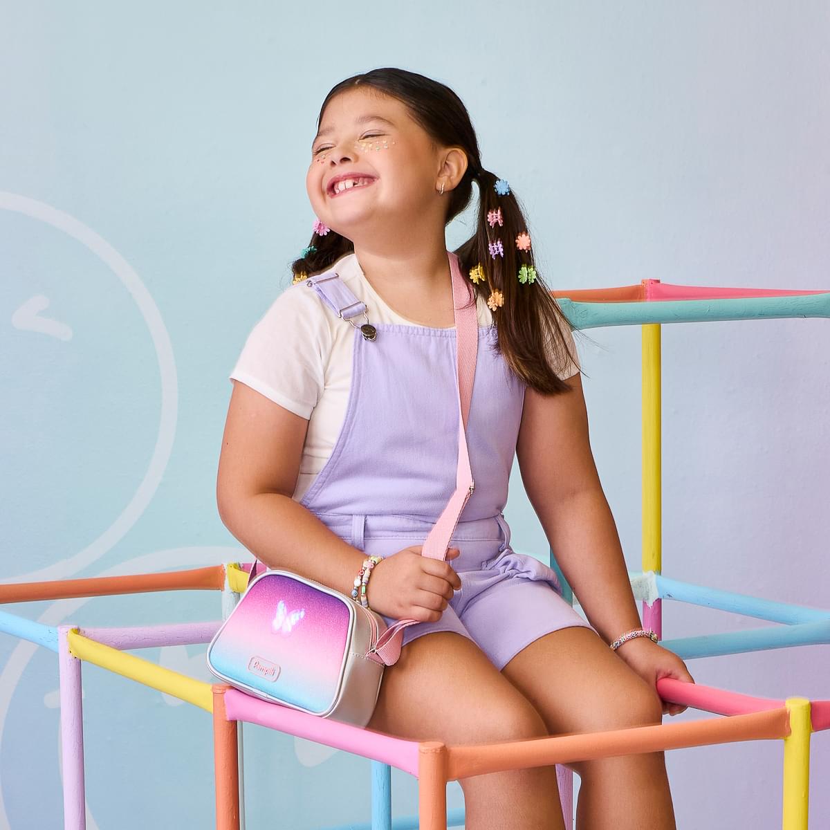 Bolsa de Led Infantil Pampili Borboleta Degradê Colorida