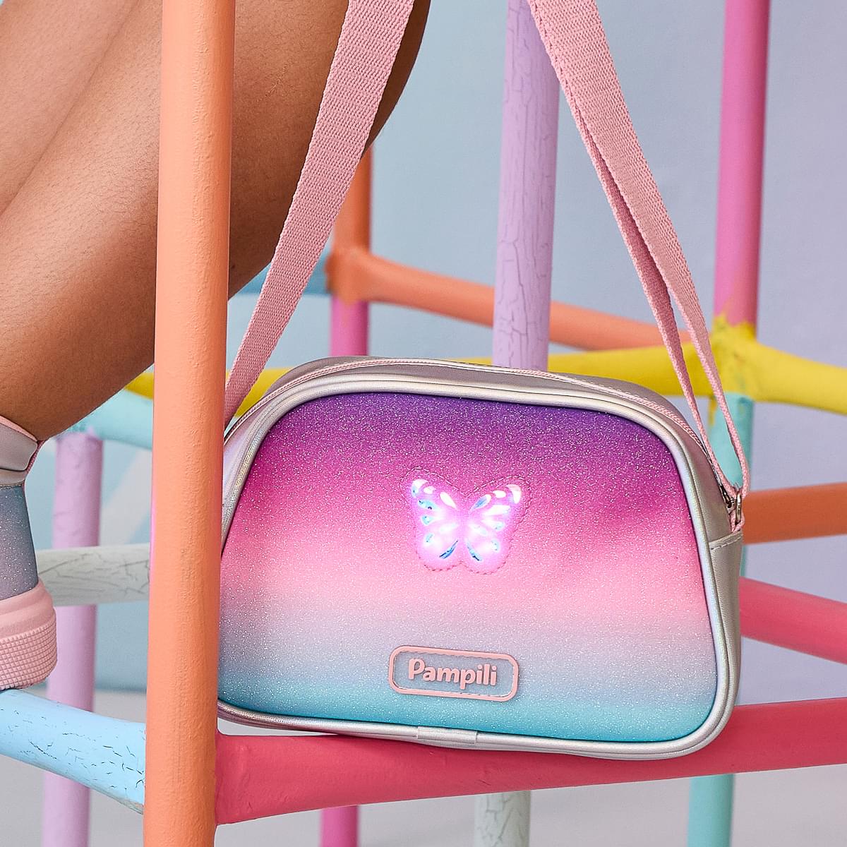 Bolsa de Led Infantil Pampili Borboleta Degradê Colorida