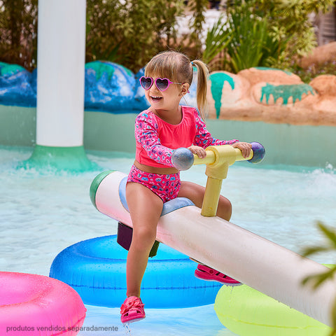 Conjunto Biquini Infantil Pampili Manga Longa Pets Rosa