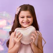 Bolsa Infantil Pampili Coração Metalizado Rosa