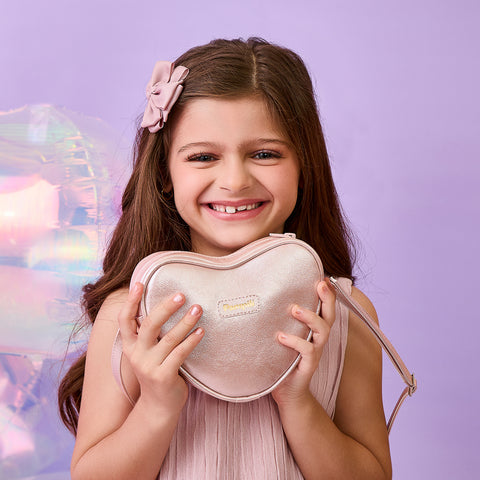 Bolsa Infantil Pampili Coração Metalizado Rosa