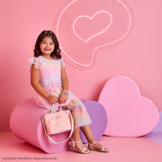 Vestido Infantil Pampili Babados em Tule com Corações Rosa