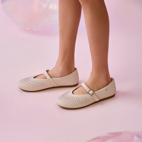 Sapatilha Infantil Pampili Vanila Tachas Metalizadas Nude