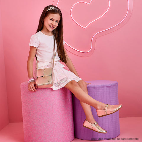 Sapatilha Infantil Pampili Vanilla Texturizada Dourada