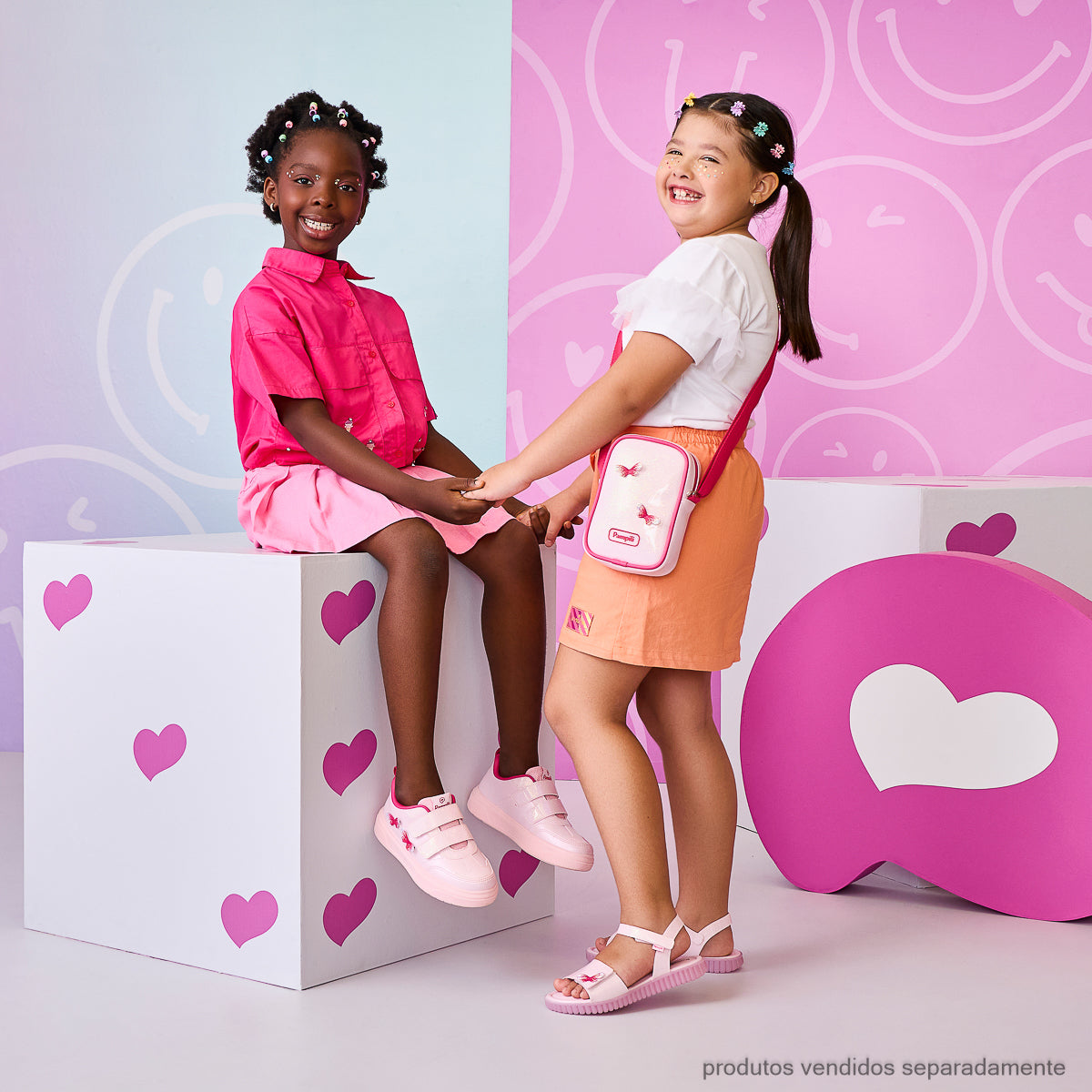 Tênis de Led Infantil Pampili XP24 Borboletas 3D Rosa