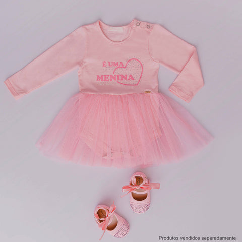 Sapato de Bebê Pampili Nina Bailarina Rosa Baby - Vem com faixa de cabelo! - sapato com roupinha de bailarina