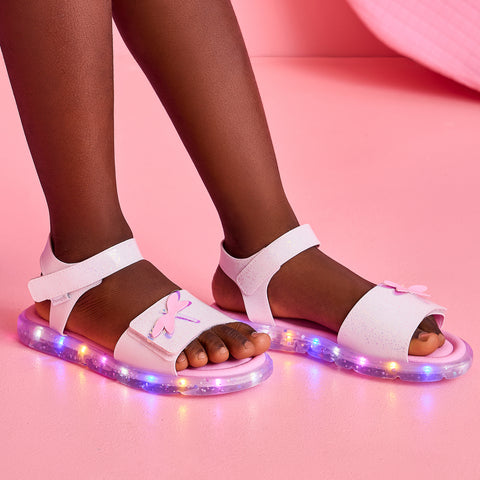 Sandália de Led Infantil Pampili Lulli Libélula Branca