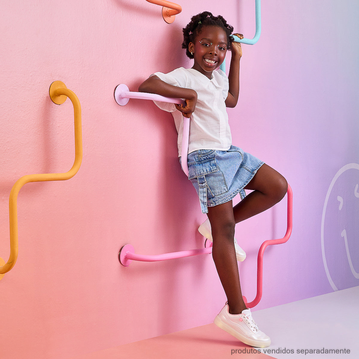 Tênis de Led Infantil Pampili Stella Borboleta Branco