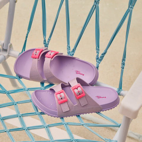 Chinelo Infantil Feminino Fun Glee Duas Fivelas Rosa Lilás