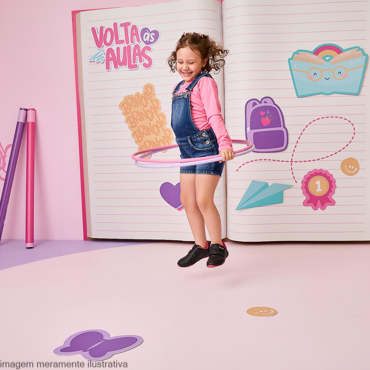 Tênis Infantil Feminino Honey Escolar Preto Pink