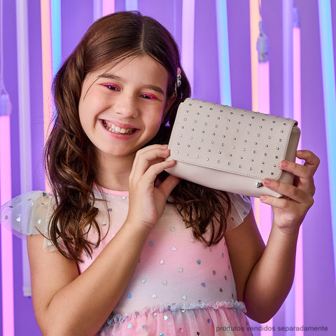Bolsa Tiracolo Infantil Pampili com Strass Nude