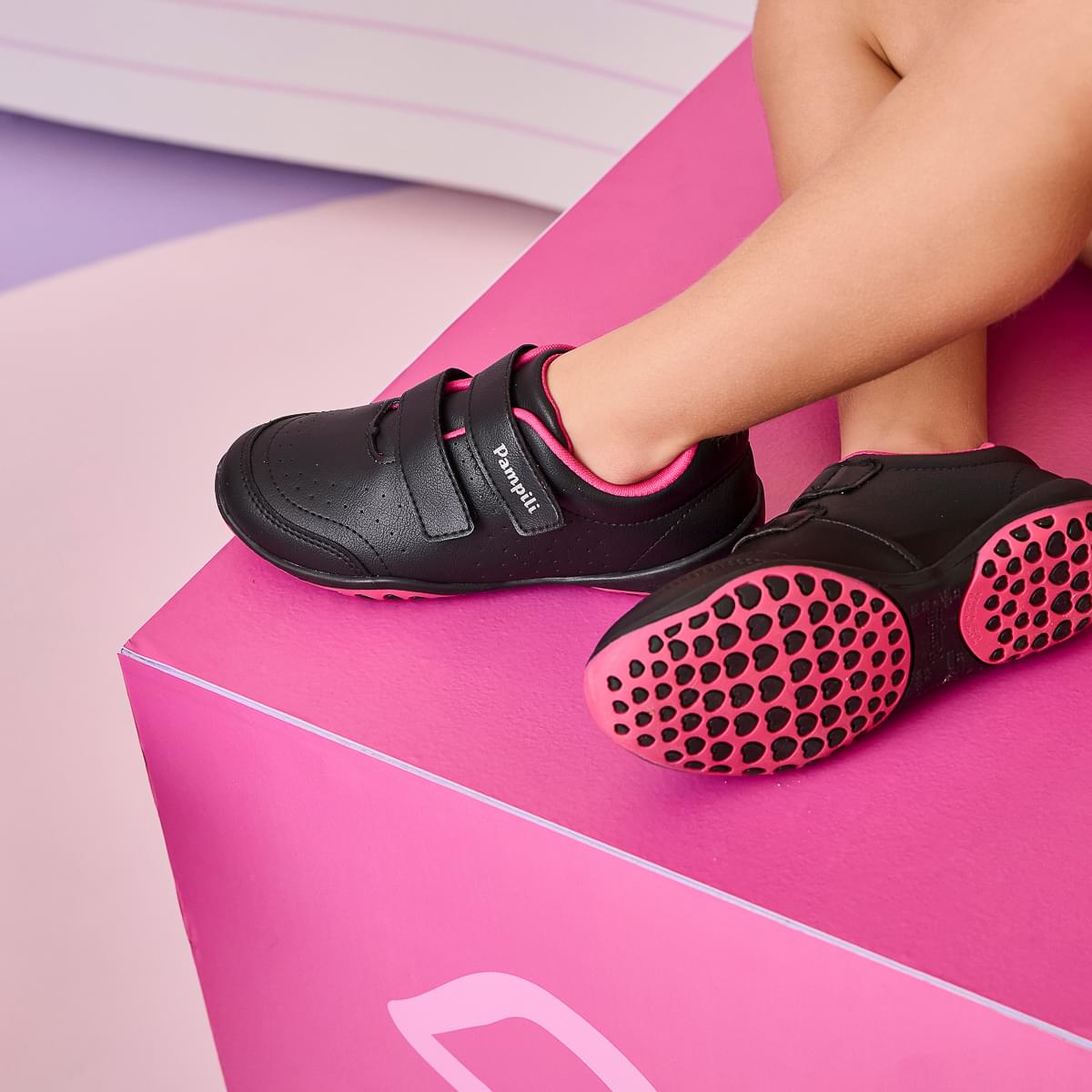 Tênis Infantil Feminino Honey Escolar Preto Pink