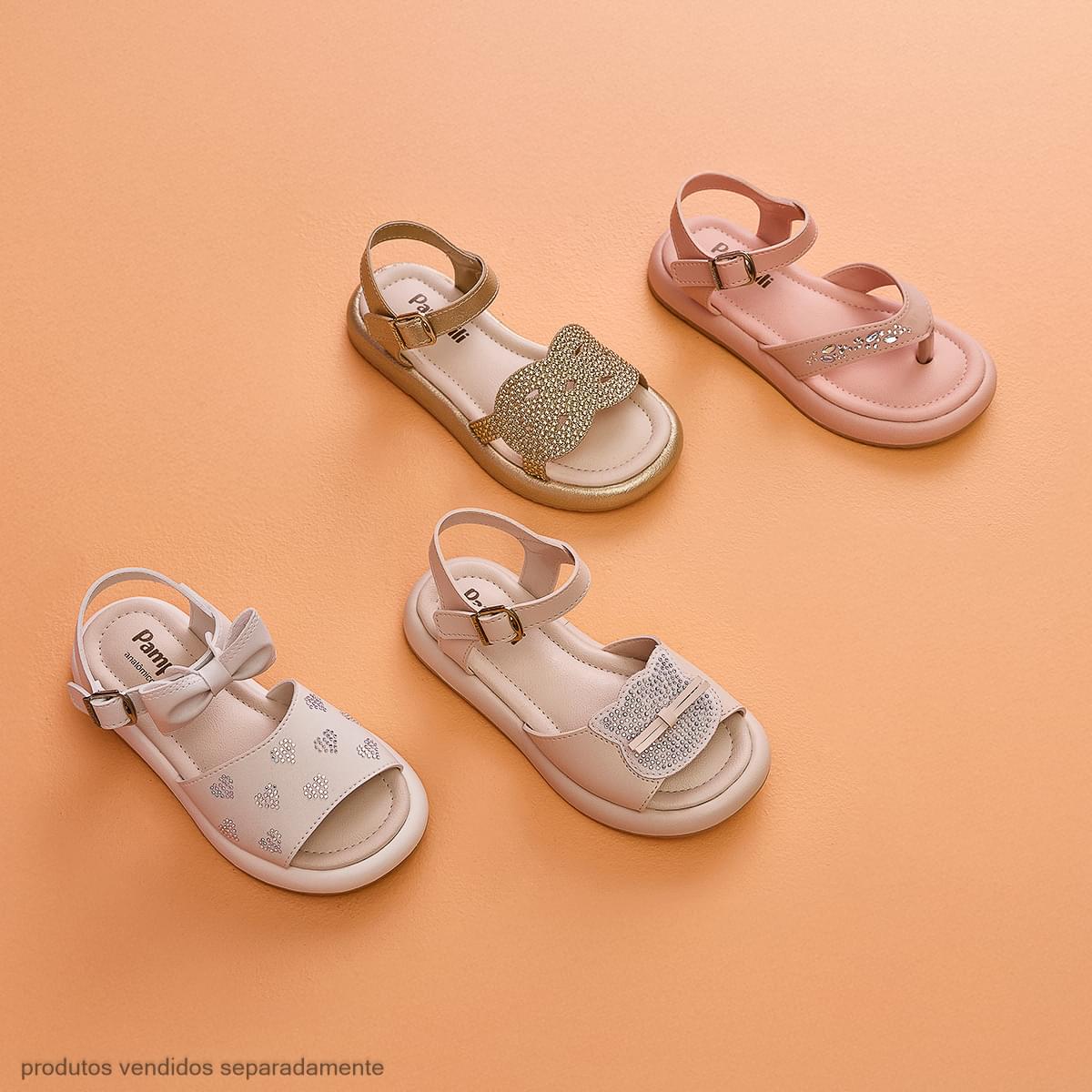 Sandália Infantil Pampili Cora Flatform Recortes Dourada