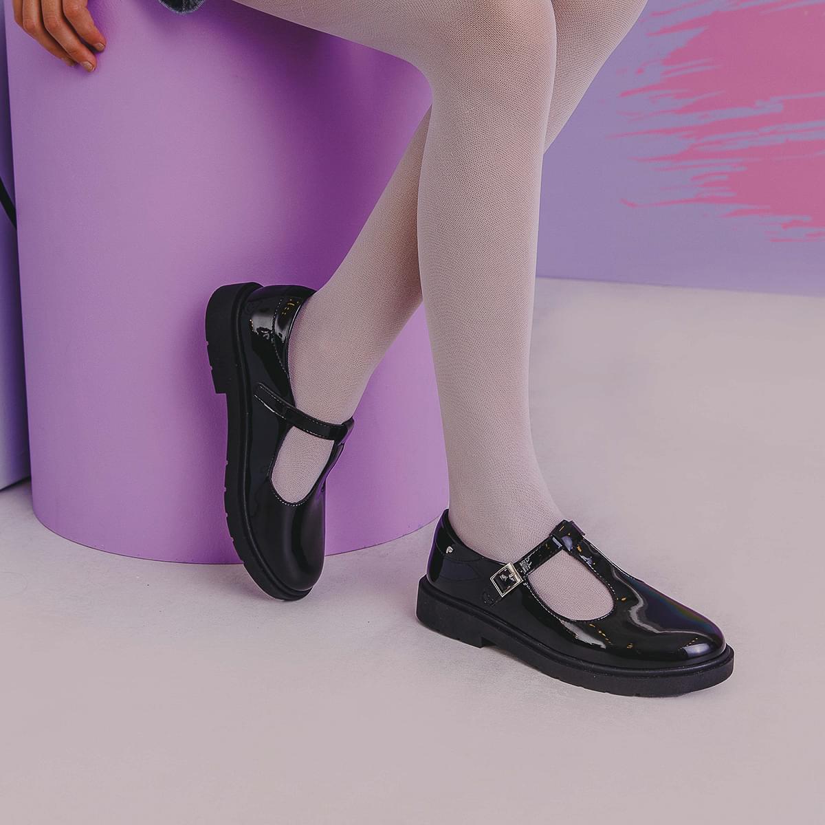 Sapato Infantil Pampili Tifany Verniz Preto - sapato na menina