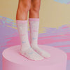 Meia 3/4 Pampili Corações Rosa e Colorida