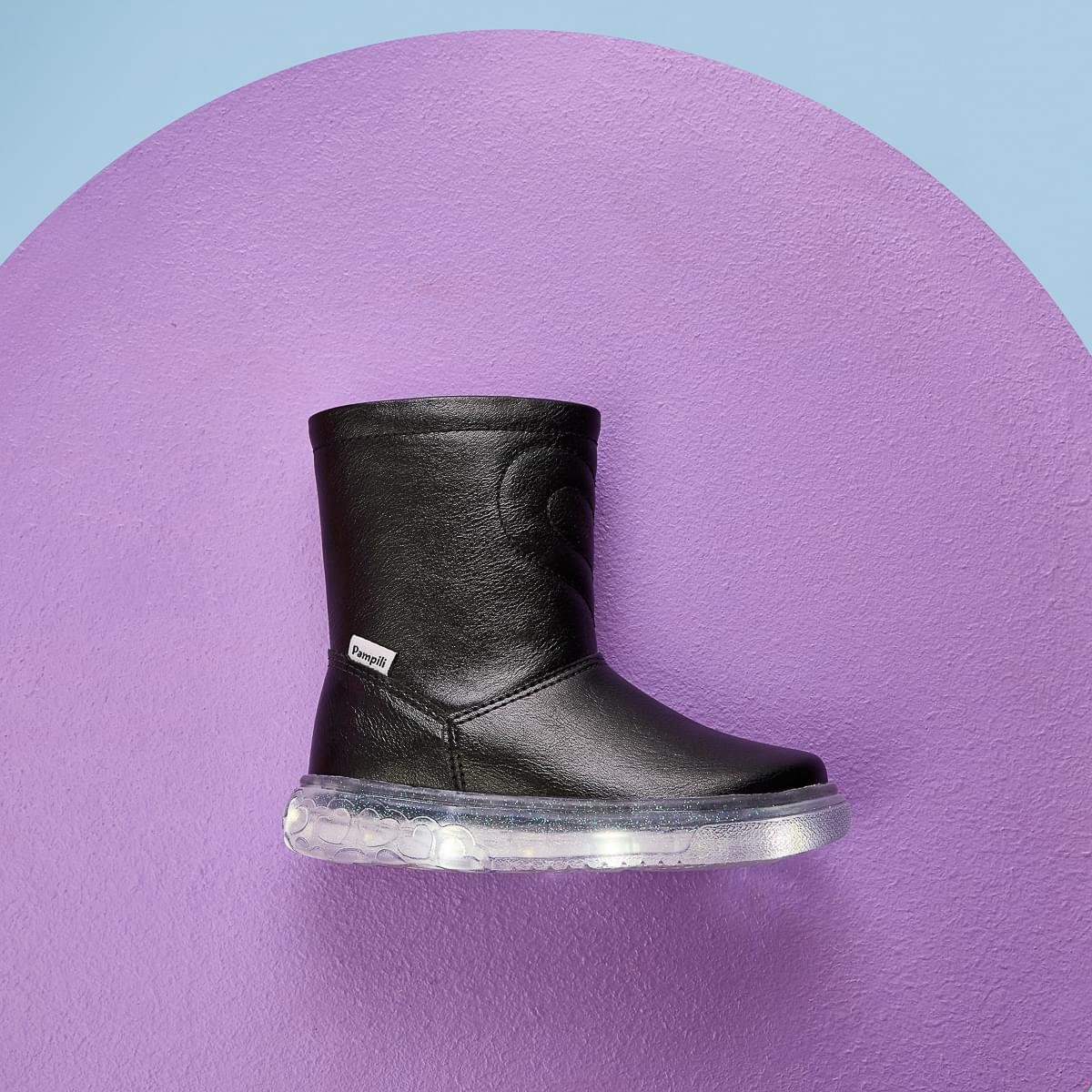 Bota de Led Infantil Pampili Brilho Cintilante Preta