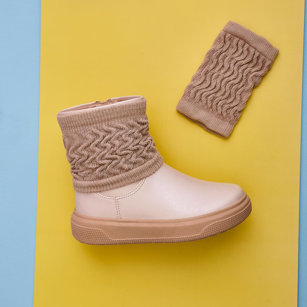 Bota Infantil Pampili XP24 2 em 1 com Polainas Nude